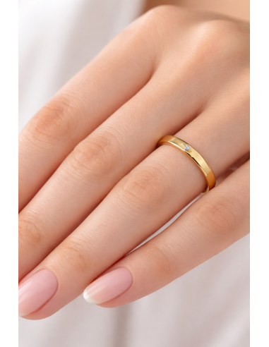 Alianza oro 18k lisa + circonita 2mm...