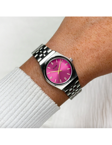 Retro 70s Mini Watch Steel, Fuchsia,...