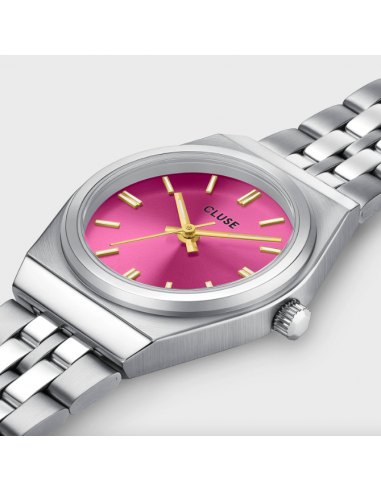 Retro 70s Mini Watch Steel, Fuchsia,...
