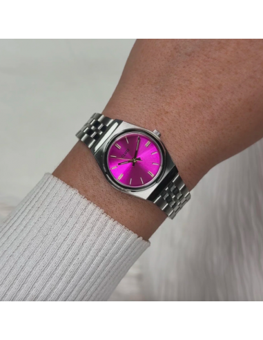 Retro 70s Mini Watch Steel, Fuchsia,...