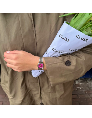 Retro 70s Mini Watch Steel, Fuchsia,...