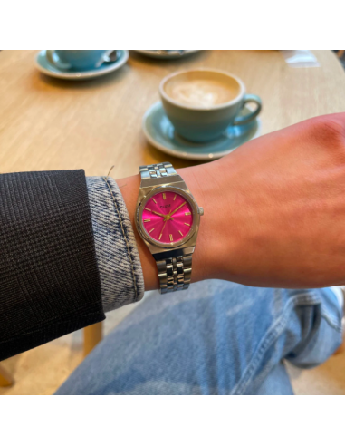 Retro 70s Mini Watch Steel, Fuchsia,...