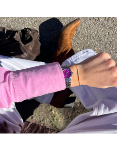 Retro 70s Mini Watch Steel, Fuchsia,...