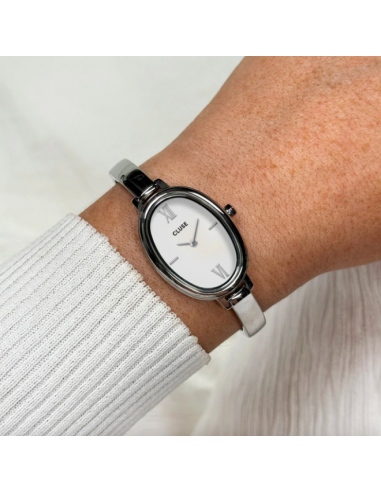 L'Ovale Watch Steel, White, Silver...