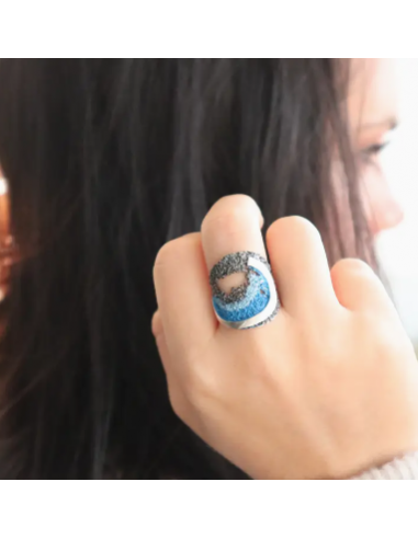 Anillo ola pigmento azul ORFEGA...