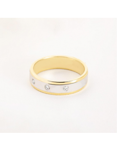 Alianza bicolor oro y diamantes 5mm...