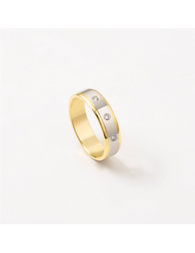 Alianza bicolor oro y diamantes 5mm...