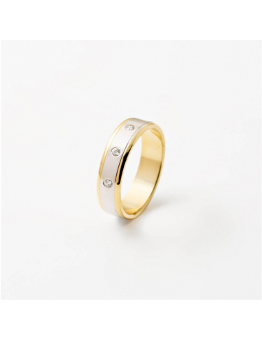 Alianza bicolor oro y diamantes 5mm...