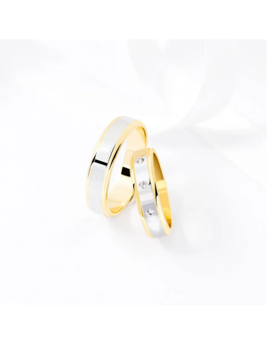 Alianza bicolor oro y diamantes 5mm...