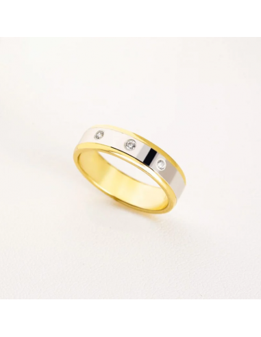 Alianza bicolor oro y diamantes 5mm...