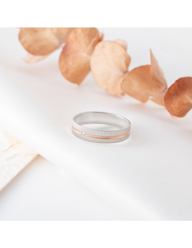 Alianza de boda bicolor blanco-rosa...